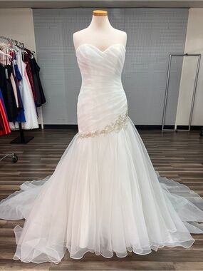 Strapless Ivory Mermaid Wedding Dress with Beaded Drop Waist